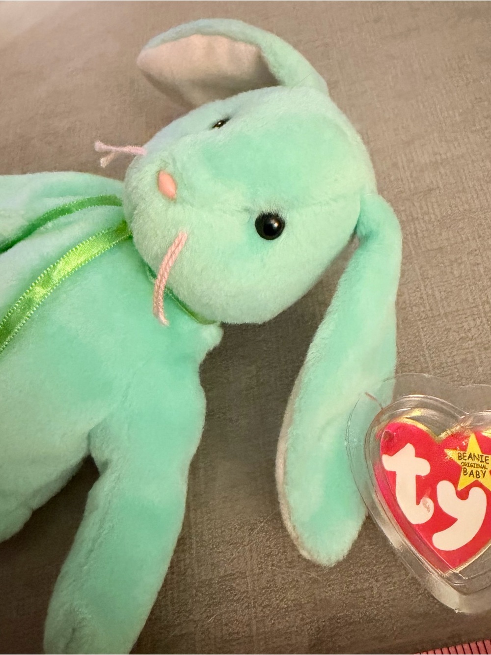 Ty Beanie Babies Hippity Bunny Rabbit Plush Mint Green Vintage 1996 Collectible